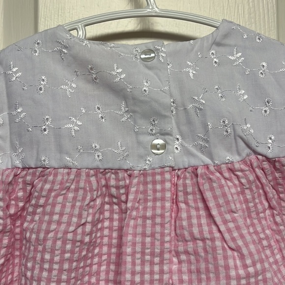 NEW Vintage Toddler Pink Plaid Seersucker White Eyelet Cottagecore Prairie Dress - Picture 4 of 7